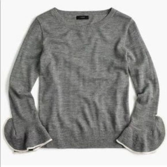 [J. Crew] Ruffle Sleeve Crewneck Sweater - Picture 1 of 5